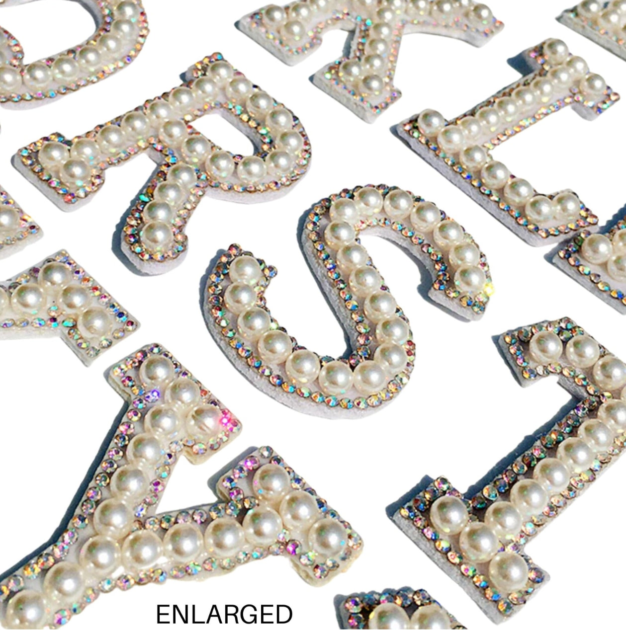 Pearl / Rhinestone Iron on letter patch