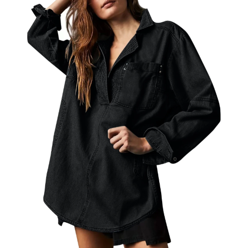 Fear the Storm Oversized Denim Shirt